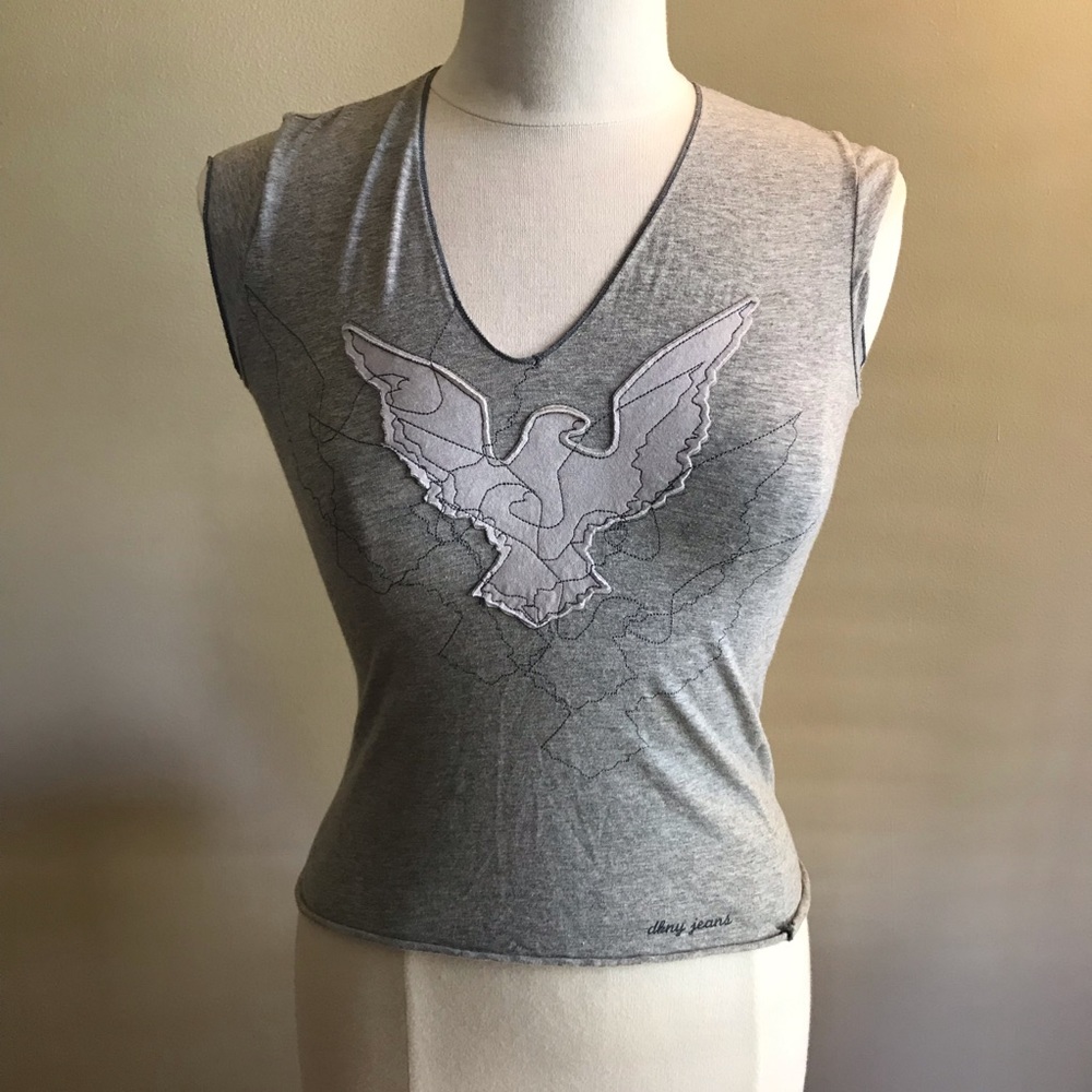 🛑DKNY Grey cropped tank with Eagle size XS